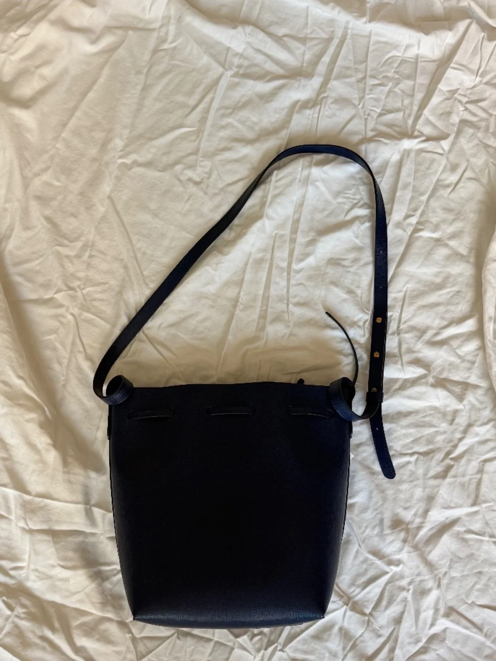 Mansur Gravriel Navy Crossbody Bucket Bag